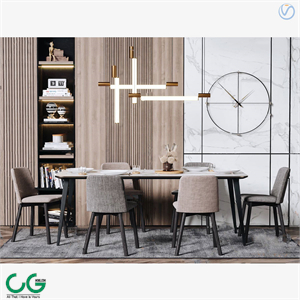 Modern minimalist dining table chair 3d model